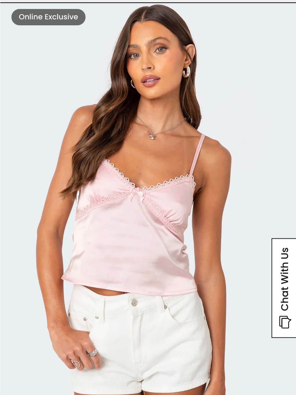 Edikted Light Pink Satin Lace Cami